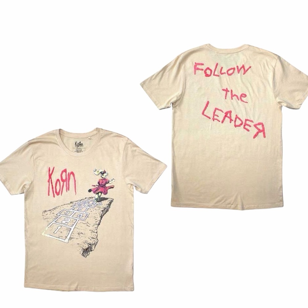 Korn Follow the Leader Band T Shirt Cream Graphic Tee Mens Large